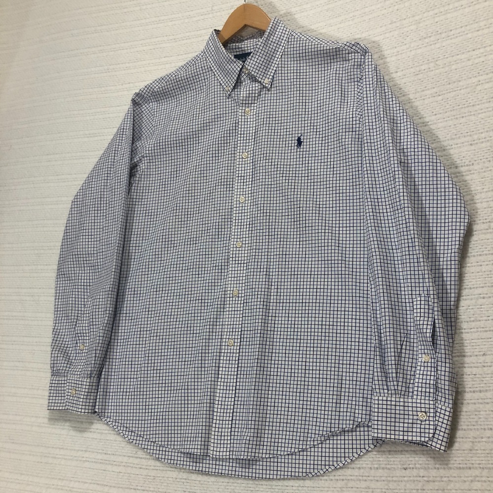 Ralph Lauren Checkered Button Down Long Sleeve Dress‎ Shirt, Size L